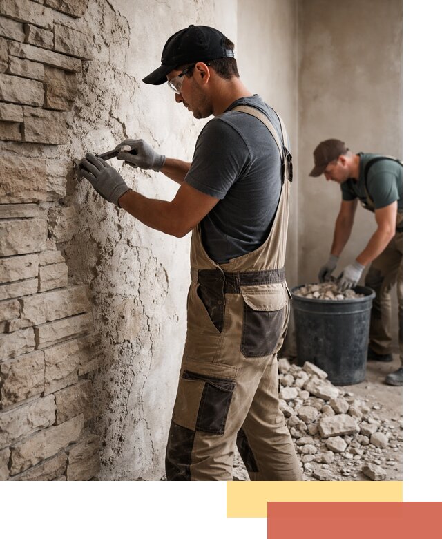 Демонтаж декоративного камня в Майкопе профессионально и безопасно