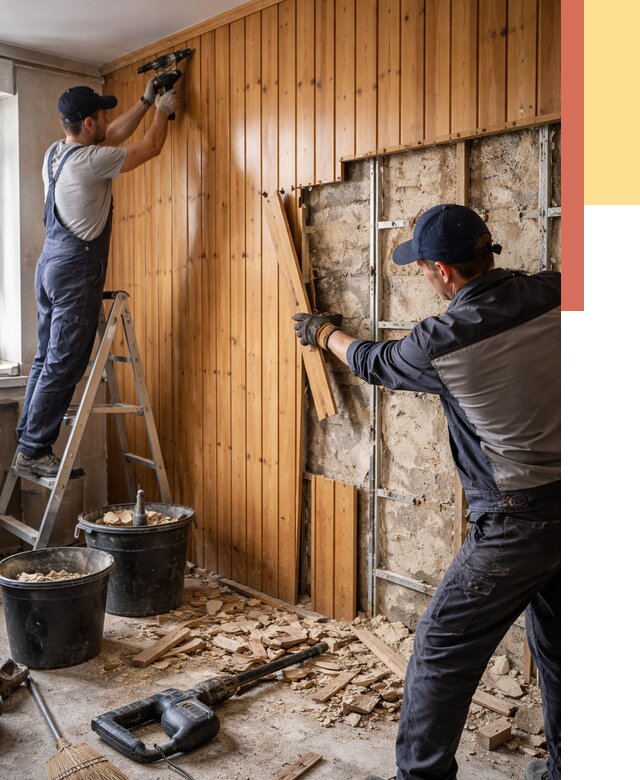 Демонтаж вагонки со стен в Майкопе от 1466 руб. — снятие, удаление, срочно | ОТДЕЛОЧНИК-Мкп