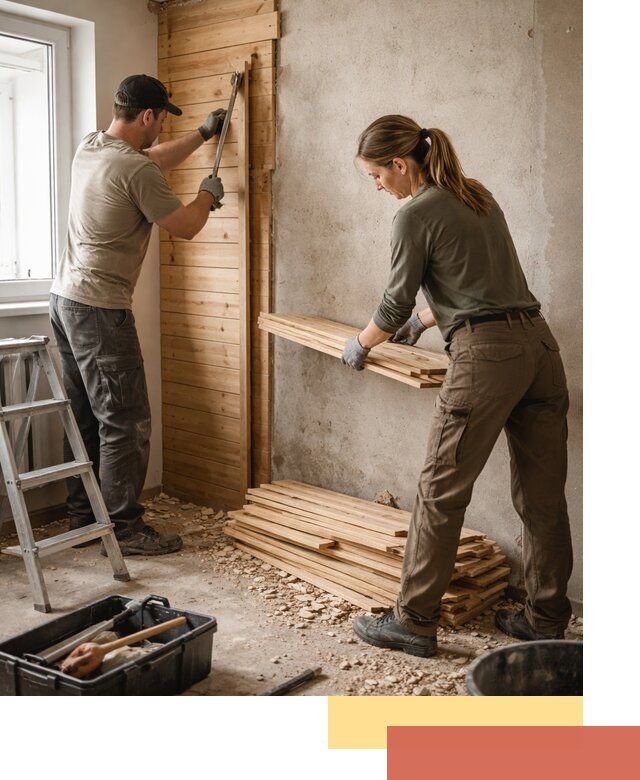 Демонтаж вагонки со стен в Майкопе — профессиональный демонтаж