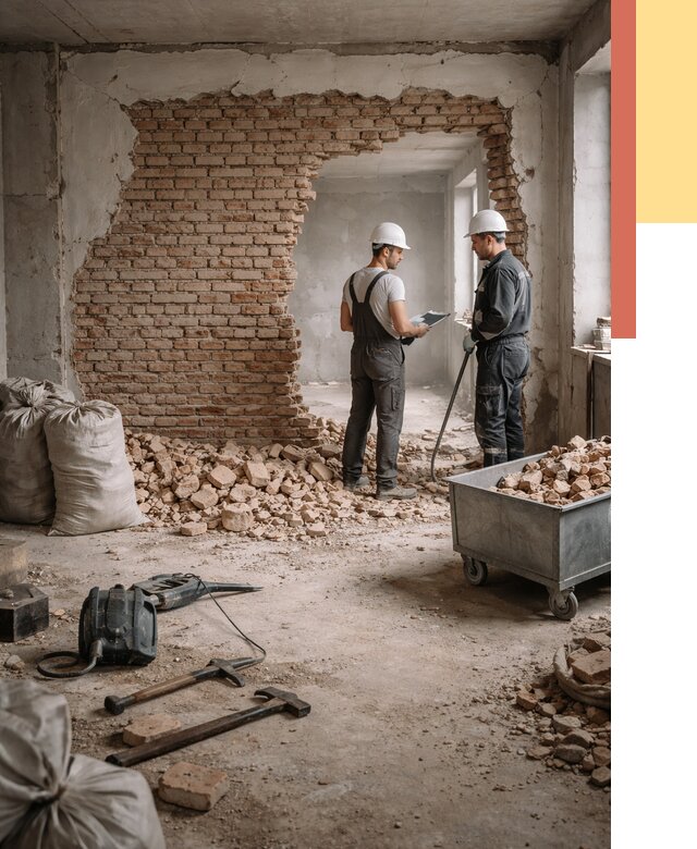 Демонтаж кирпичных стен в Майкопе от 4246 руб. — быстро, недорого, под ключ | ОТДЕЛОЧНИК-Мкп