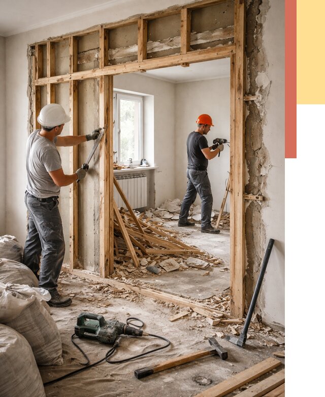 Демонтаж деревянных перегородок в Майкопе от 3235 руб. — быстро и недорого | ОТДЕЛОЧНИК-Мкп