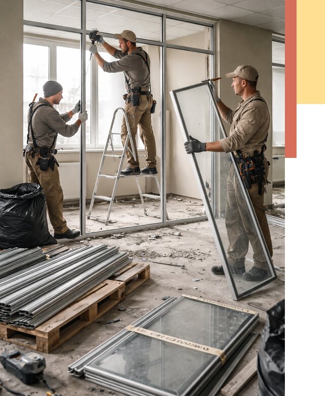 Демонтаж алюминиевых перегородок в Майкопе от 4246 руб. — быстро и недорого | ОТДЕЛОЧНИК-Мкп