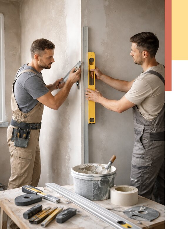 Выведение углов стен в Майкопе от 1870 руб. быстро и недорого | ОТДЕЛОЧНИК-Мкп