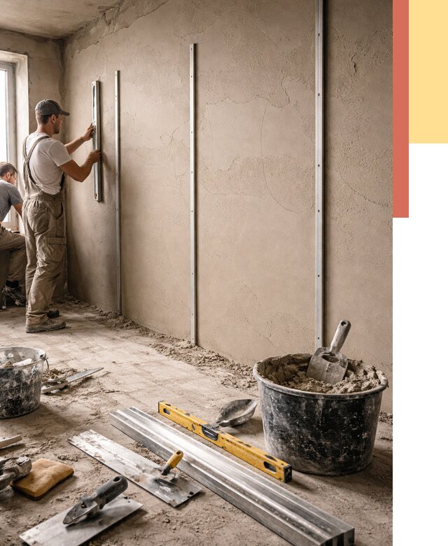 Штукатурка стен по маякам в Майкопе от 5560 руб./м² — выравнивание под ключ | ОТДЕЛОЧНИК-Мкп