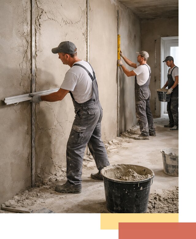 Штукатурка стен по маякам в Майкопе — точная и ровная поверхность