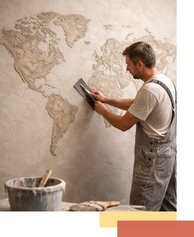 Декоративная штукатурка «Карта мира» под ключ в Майкопе