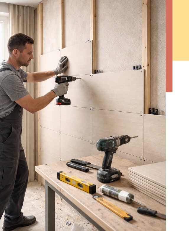 Монтаж МДФ панелей на стены в Майкопе от 1264 руб. под ключ | ОТДЕЛОЧНИК-Мкп