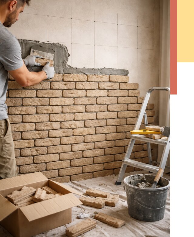 Монтаж декоративного кирпича в Майкопе от 3235 руб./м² — быстро и недорого | ОТДЕЛОЧНИК-Мкп