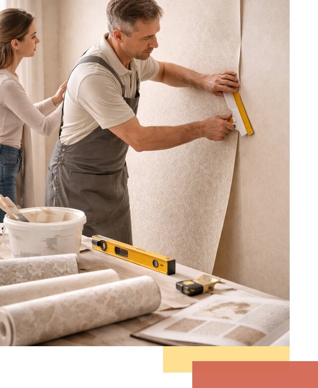 Поклейка обоев с подбором рисунка в Майкопе