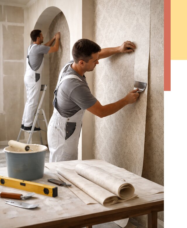 Поклейка обоев на сложные стены в Майкопе от 2831 руб. под ключ | ОТДЕЛОЧНИК-Мкп