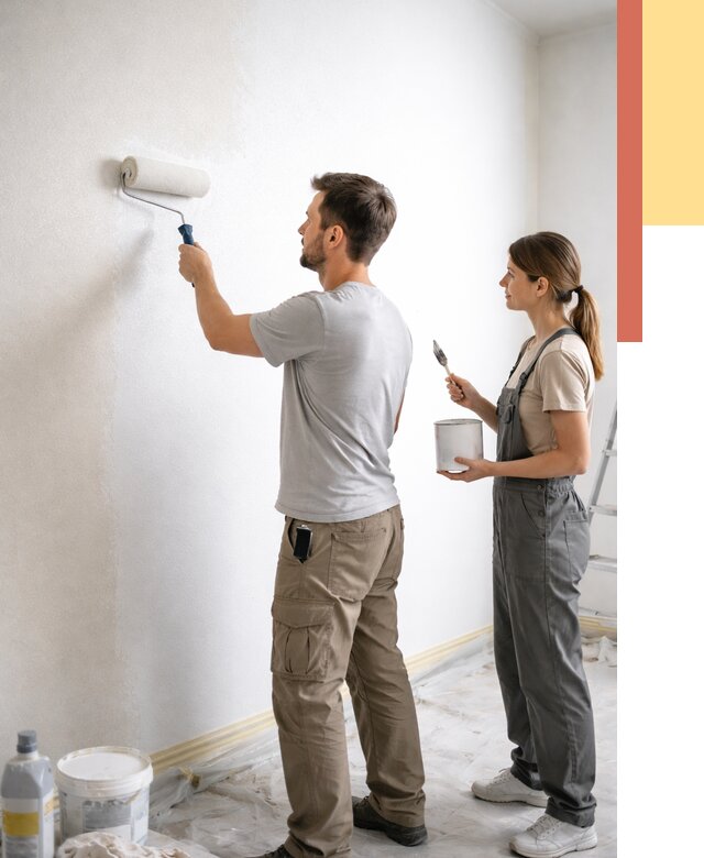 Окраска стен по стеклохолсту в Майкопе от 4549 руб/м² под ключ | ОТДЕЛОЧНИК-Мкп