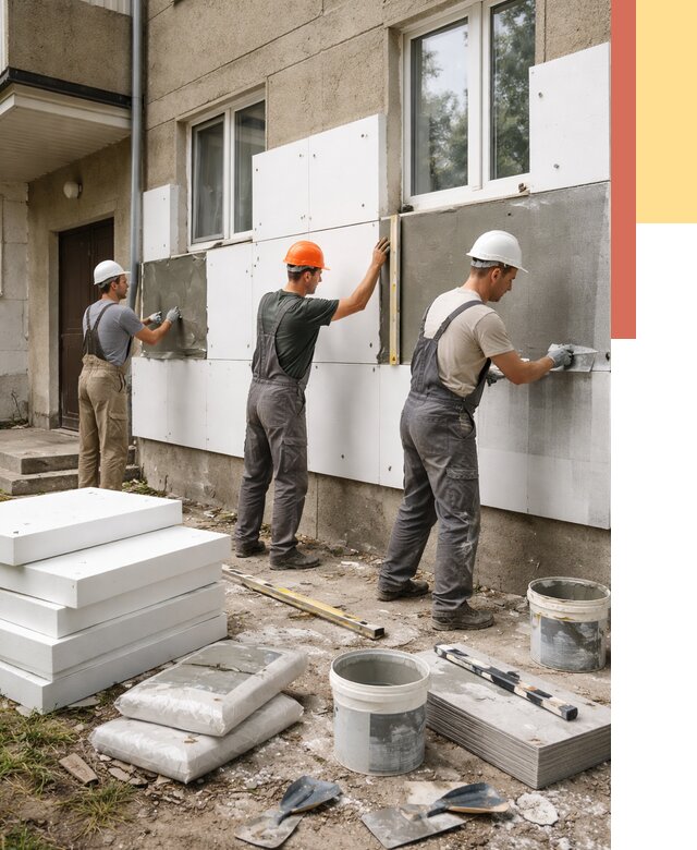 Утепление стен пенопластом в Майкопе от 1769 руб. — недорого и под ключ | ОТДЕЛОЧНИК-Мкп