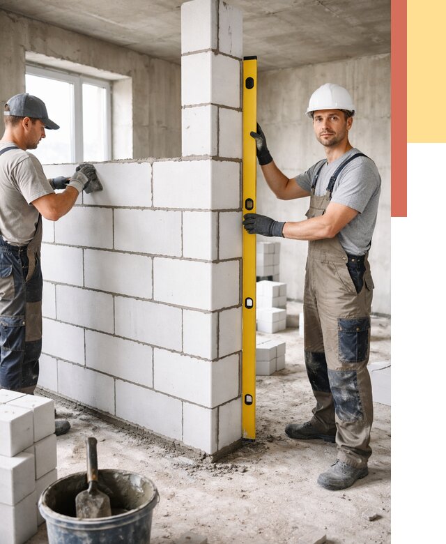 Кладка перегородок из пеноблока в Майкопе от 1820 руб. под ключ | ОТДЕЛОЧНИК-Мкп