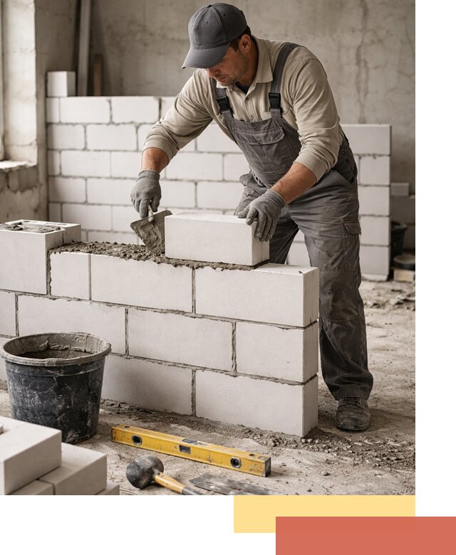 Кладка перегородок из силикатного блока в Майкопе