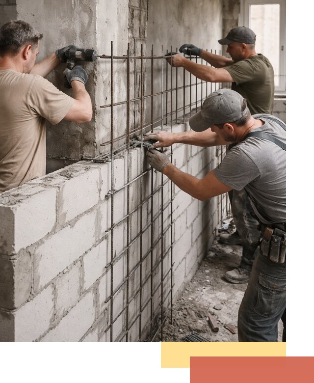 Армирование кладки перегородок в Майкопе профессионально и надёжно