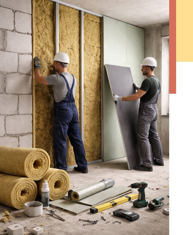 Шумоизоляция перегородок из блоков в Майкопе от 1870 руб./м² — быстро и недорого | ОТДЕЛОЧНИК-Мкп