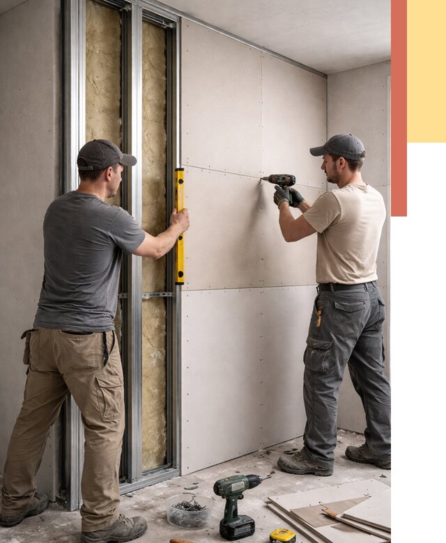 Монтаж двухслойной перегородки из гипсокартона в Майкопе от 1466 руб. | ОТДЕЛОЧНИК-Мкп