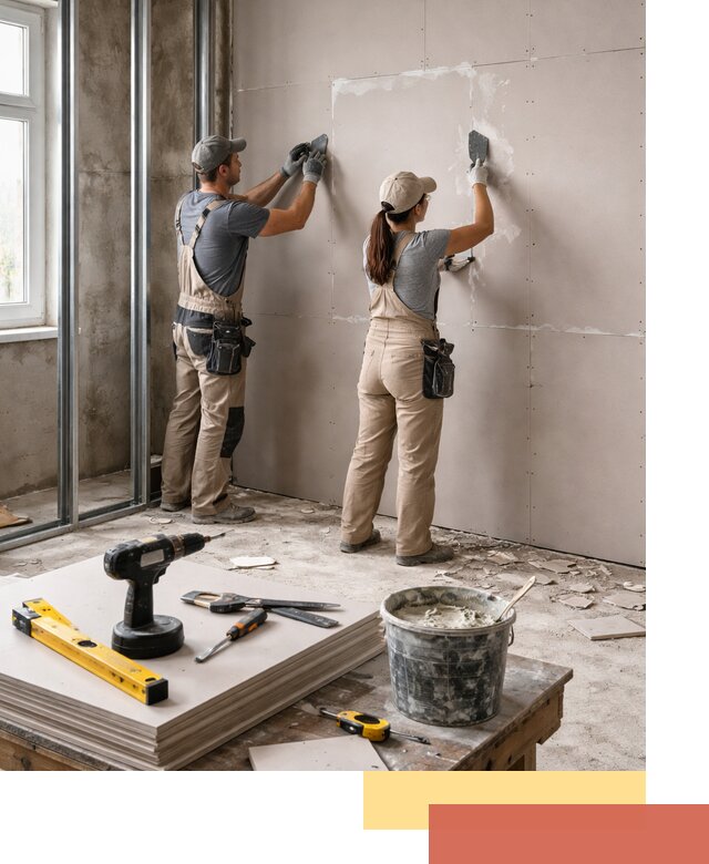 Монтаж двухслойной перегородки из гипсокартона в Майкопе