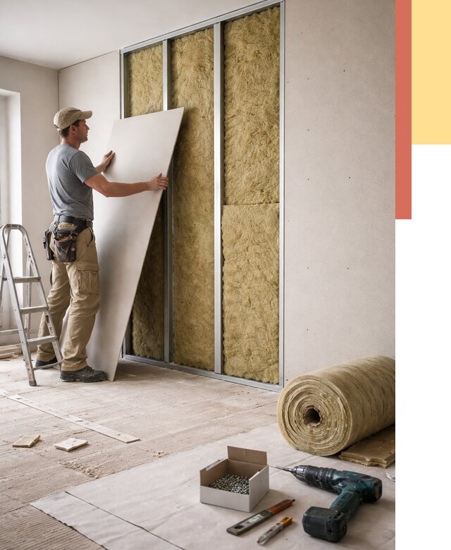 Перегородка из гипсокартона с шумоизоляцией в Майкопе от 3154 руб. | ОТДЕЛОЧНИК-Мкп