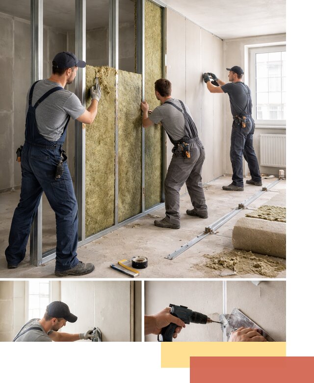 Перегородка из гипсокартона с шумоизоляцией в Майкопе — монтаж под ключ