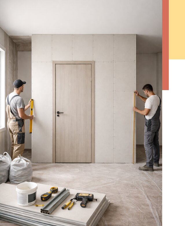 Перегородка из гипсокартона с дверью в Майкопе от 4549 руб. под ключ | ОТДЕЛОЧНИК-Мкп