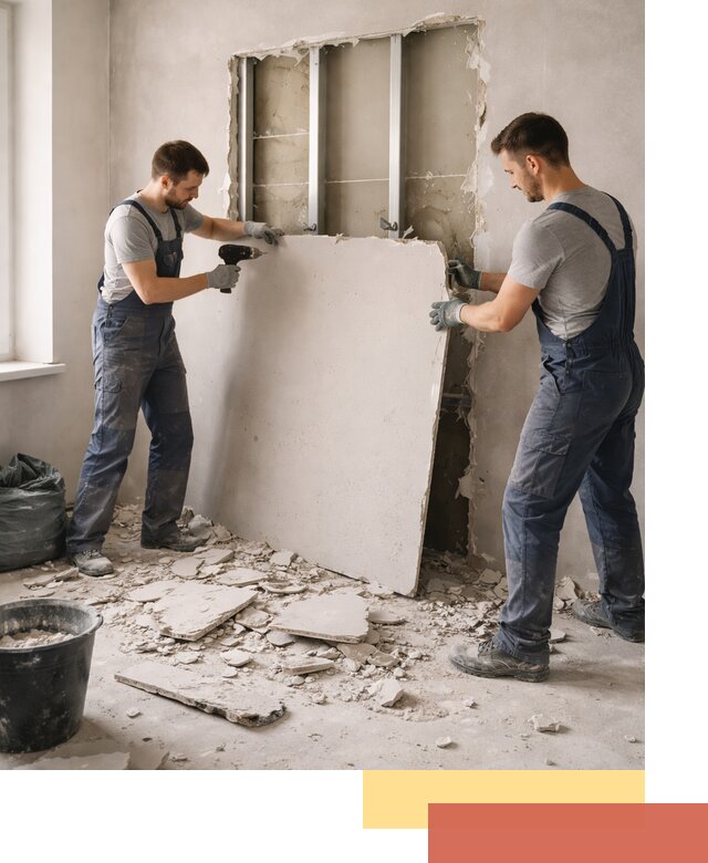 Демонтаж перегородки из гипсокартона в Майкопе быстрый и аккуратный