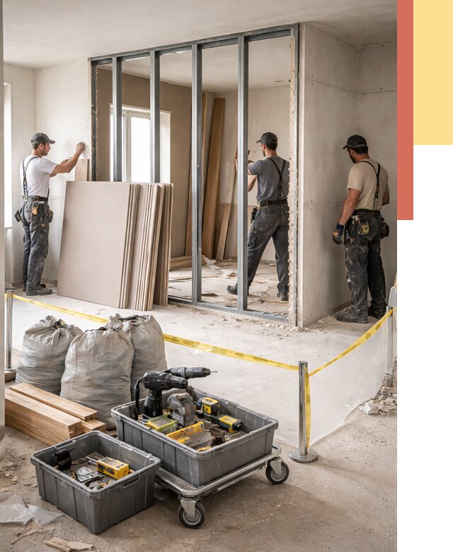 Перенос гипсокартонной перегородки в Майкопе под ключ от 4549 руб. | Демонтаж и монтаж – ОТДЕЛОЧНИК-Мкп