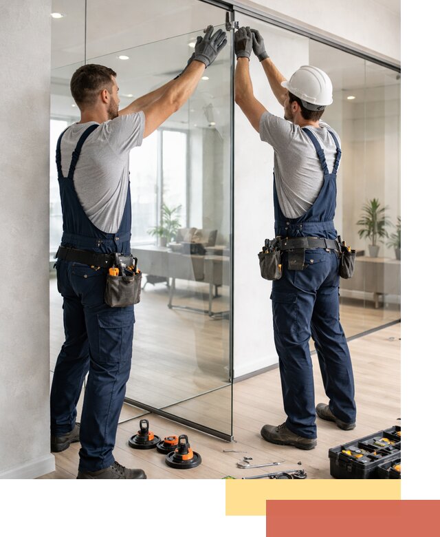 Безрамные стеклянные перегородки под ключ в Майкопе