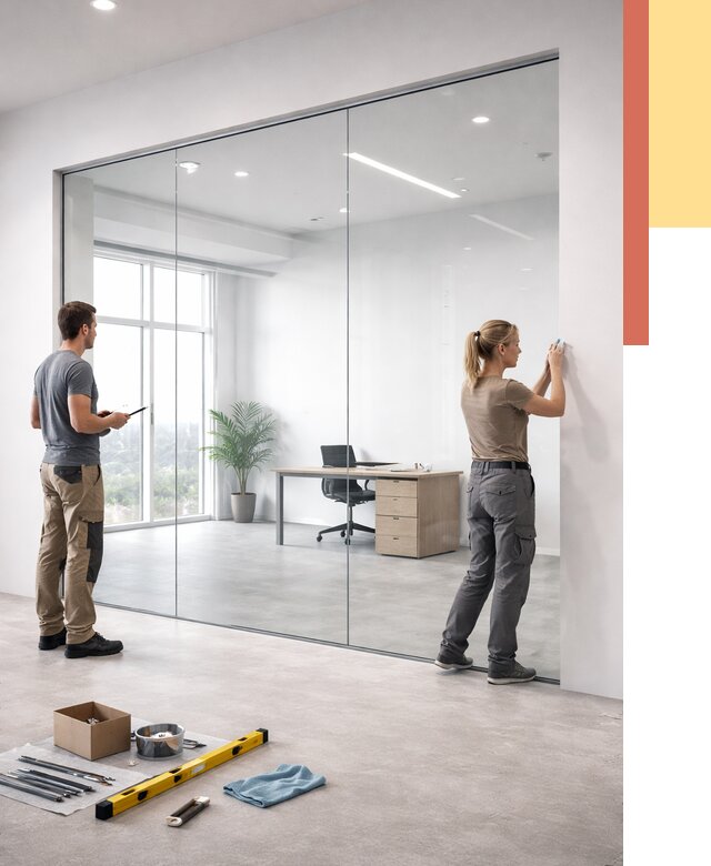 Перегородки из закаленного стекла в Майкопе от 9604 руб. под ключ | ОТДЕЛОЧНИК-Мкп