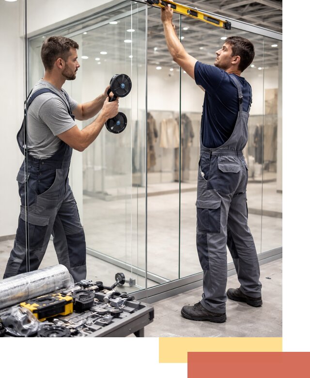 Стеклянные перегородки для магазинов в Майкопе — монтаж и установка