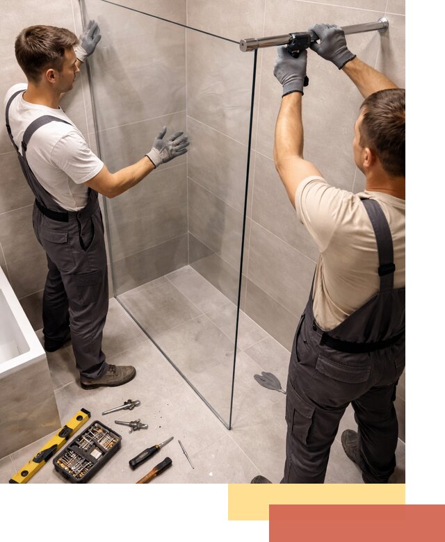 Стеклянные перегородки для душа в Майкопе — изготовление и монтаж