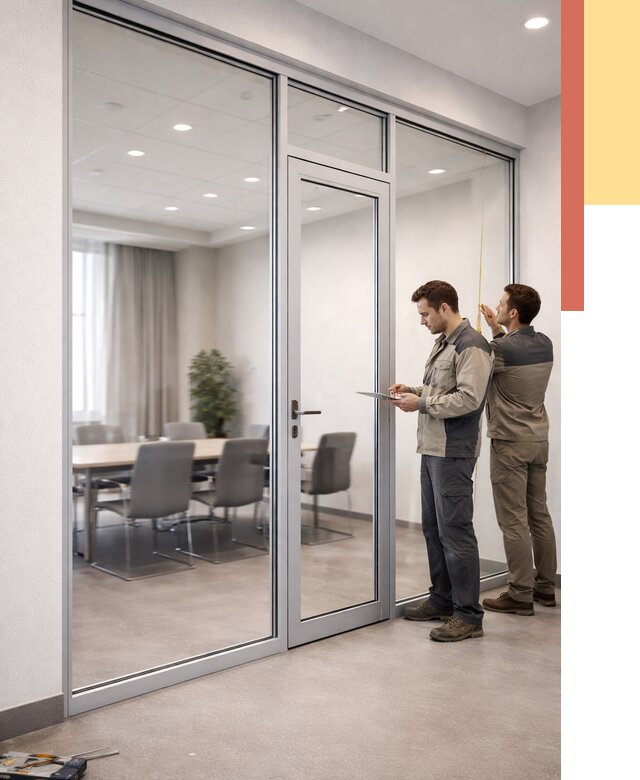 Установка и монтаж алюминиевых перегородок со стеклом в Майкопе от 8289 руб. | ОТДЕЛОЧНИК-Мкп