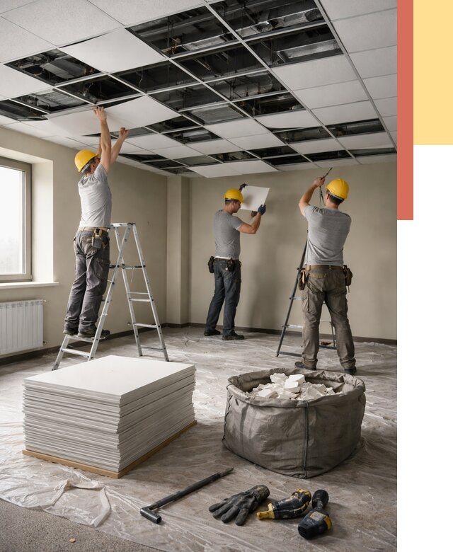 Демонтаж потолка Армстронг в Майкопе от 4549 руб. быстро и недорого | ОТДЕЛОЧНИК-Мкп