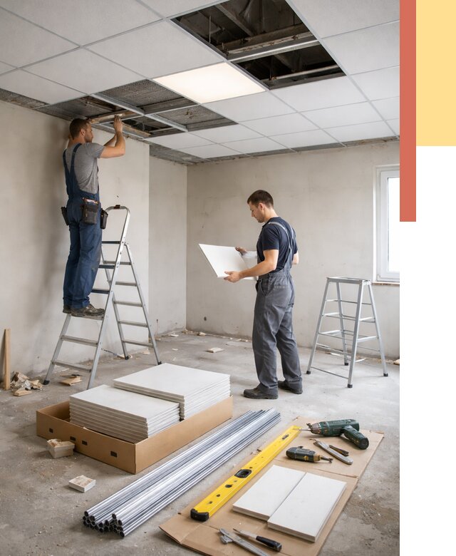 Монтаж потолка армстронг в Майкопе от 4549 руб/м2 — быстрая установка под ключ | ОТДЕЛОЧНИК-Мкп