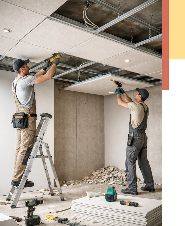 Монтаж акустического потолка в Майкопе от 6571 руб/м2 — быстро и недорого | ОТДЕЛОЧНИК-Мкп