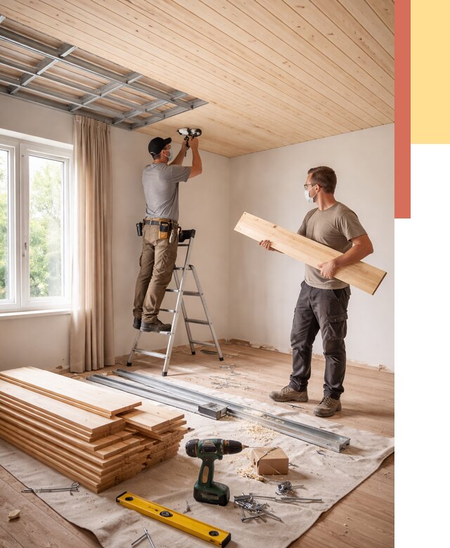 Монтаж потолка из вагонки в Майкопе от 6571 руб. | Быстро и недорого — ОТДЕЛОЧНИК-Мкп