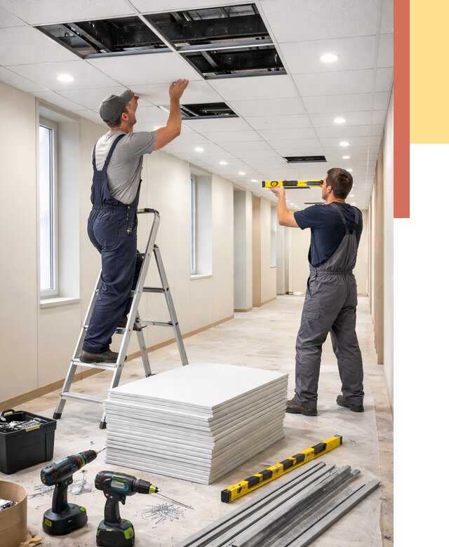 Ремонт потолка Армстронг в Майкопе от 4549 руб. — быстро и недорого | ОТДЕЛОЧНИК-Мкп