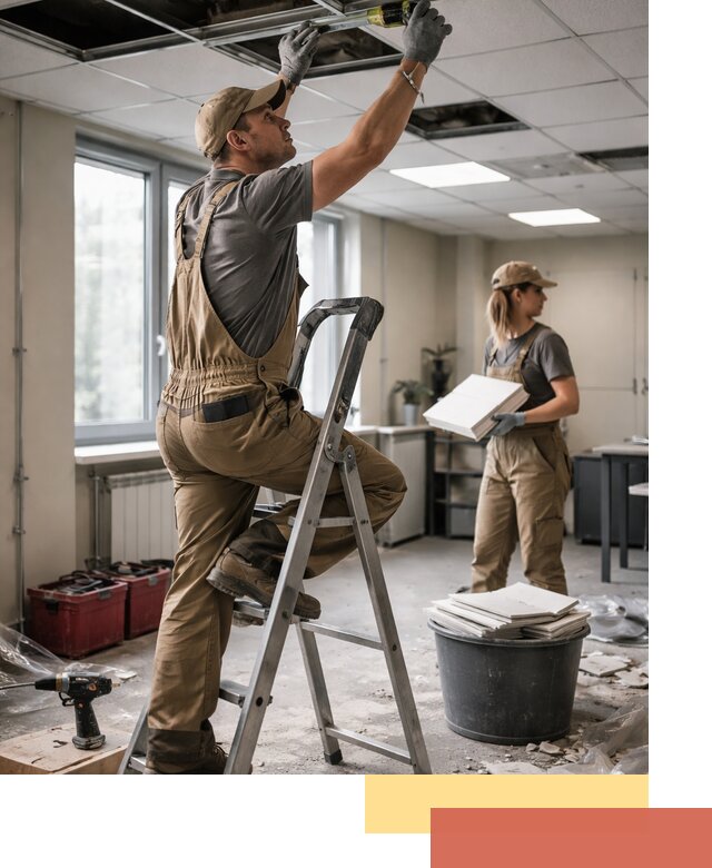 Ремонт потолка Армстронг и замена плит в Майкопе