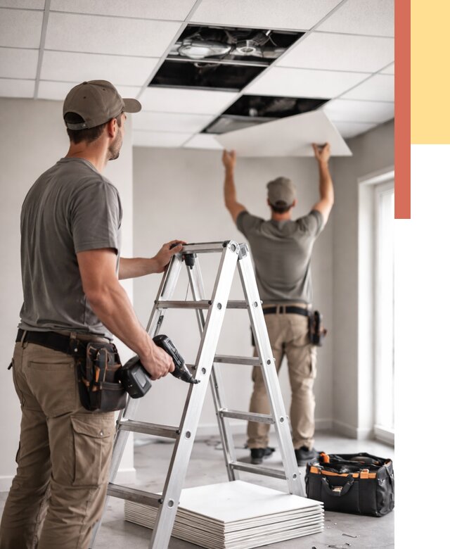 Обслуживание подвесного потолка в Майкопе от 3538 руб. — быстро и недорого | ОТДЕЛОЧНИК-Мкп