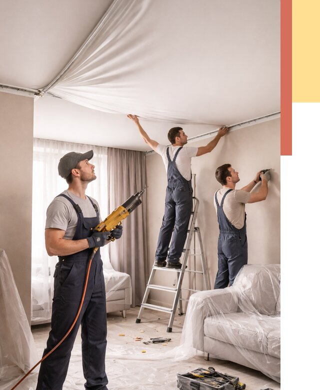 Установка натяжного потолка в Майкопе от 4549 руб. | Быстро и недорого — ОТДЕЛОЧНИК-Мкп