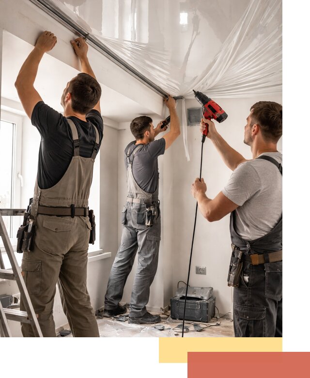 Монтаж глянцевого натяжного потолка в Майкопе быстро и качественно