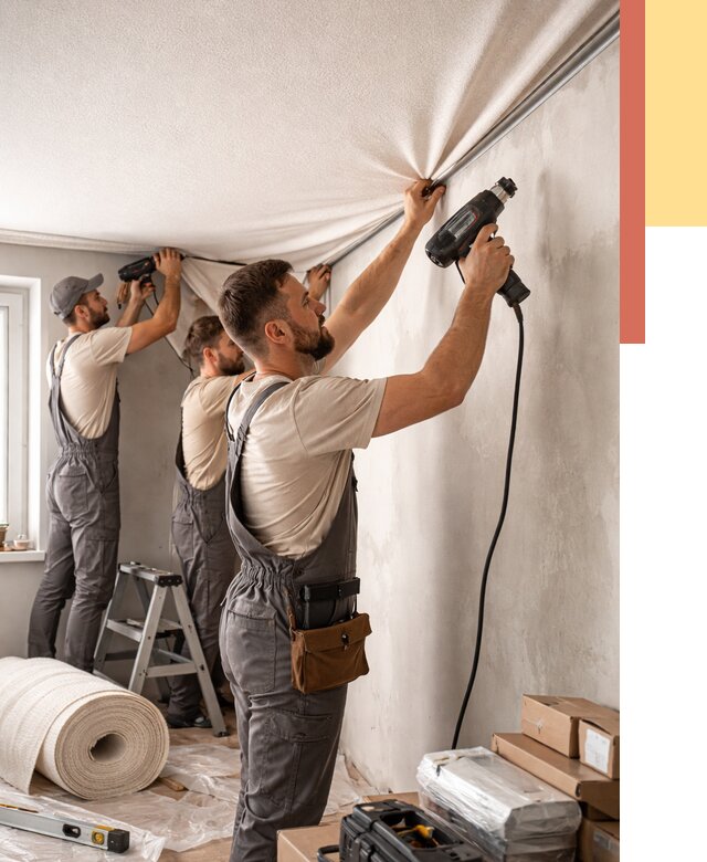 Монтаж фактурного натяжного потолка в Майкопе от 758 руб. — ОТДЕЛОЧНИК-Мкп