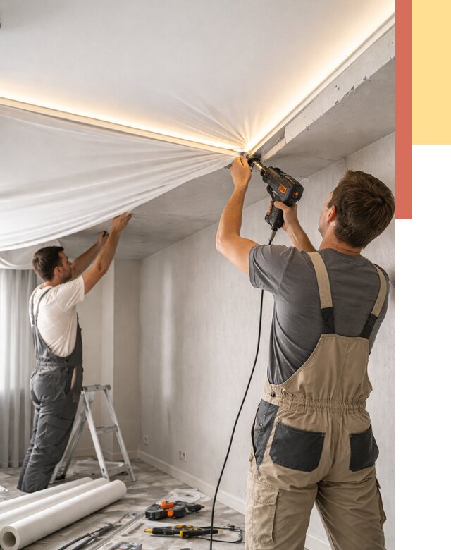 Монтаж натяжного потолка с подсветкой в Майкопе от 960 руб. | ОТДЕЛОЧНИК-Мкп