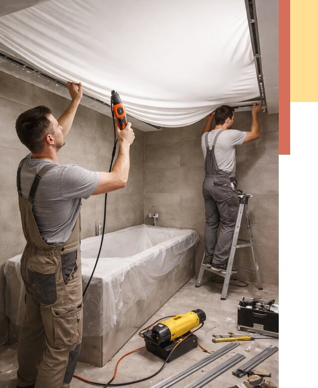 Монтаж натяжного потолка в ванной в Майкопе от 1213 руб. под ключ | ОТДЕЛОЧНИК-Мкп