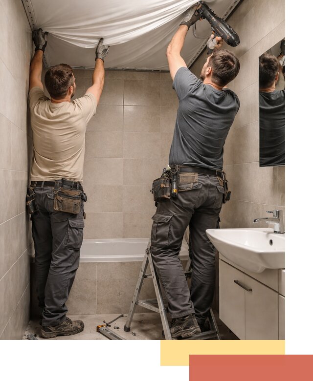 Монтаж натяжного потолка в ванной в Майкопе быстро и качественно