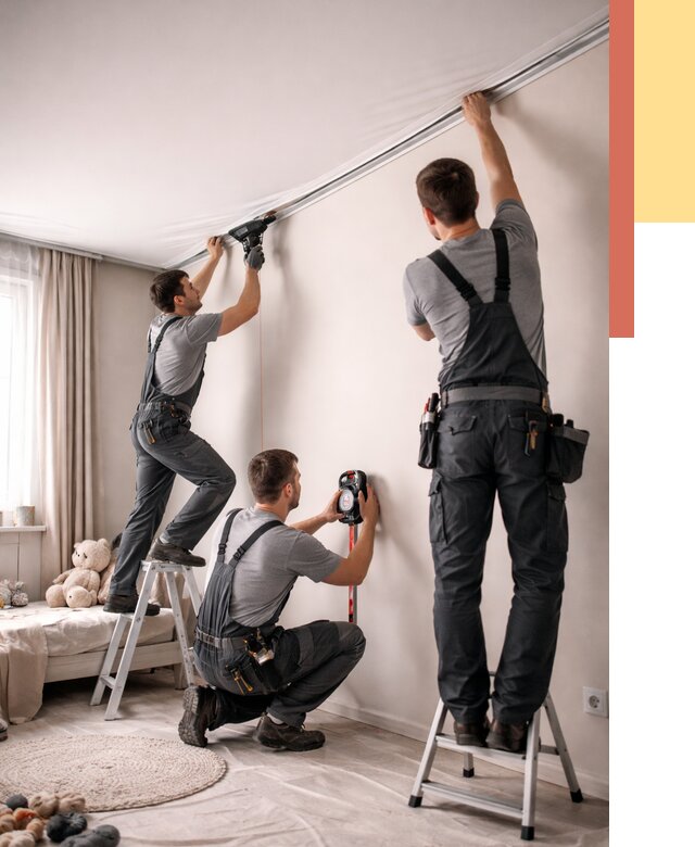 Монтаж натяжного потолка в детской в Майкопе от 3538 руб. — быстро и недорого | ОТДЕЛОЧНИК-Мкп