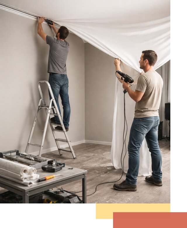 Монтаж натяжного потолка в студии в Майкопе