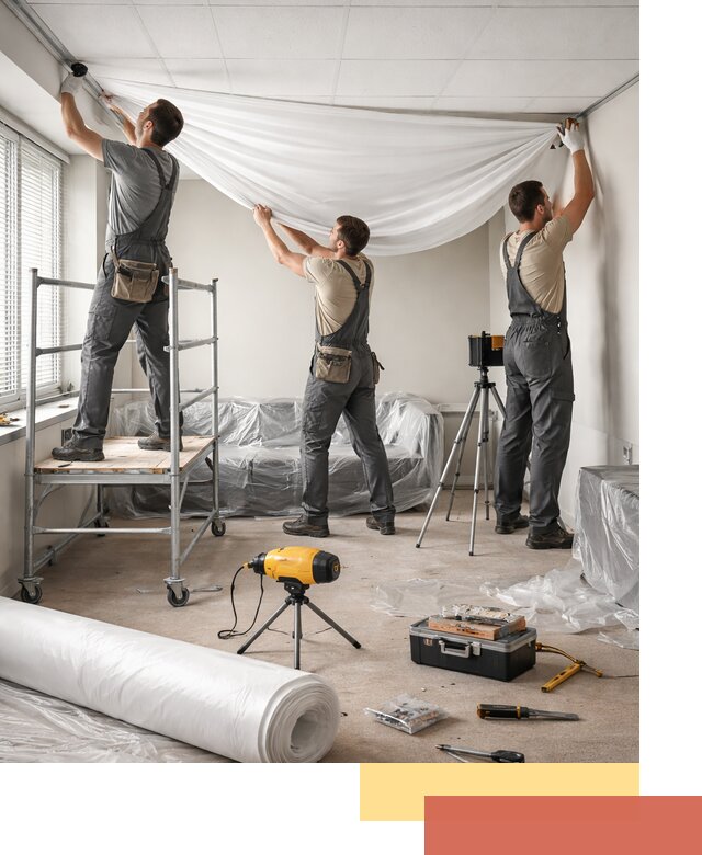 Монтаж натяжного потолка в офисе в Майкопе