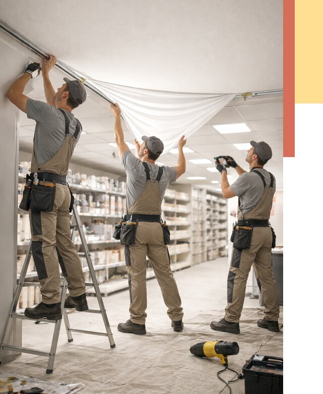 Монтаж натяжного потолка в магазине в Майкопе от 4549 руб. быстро и недорого | ОТДЕЛОЧНИК-Мкп