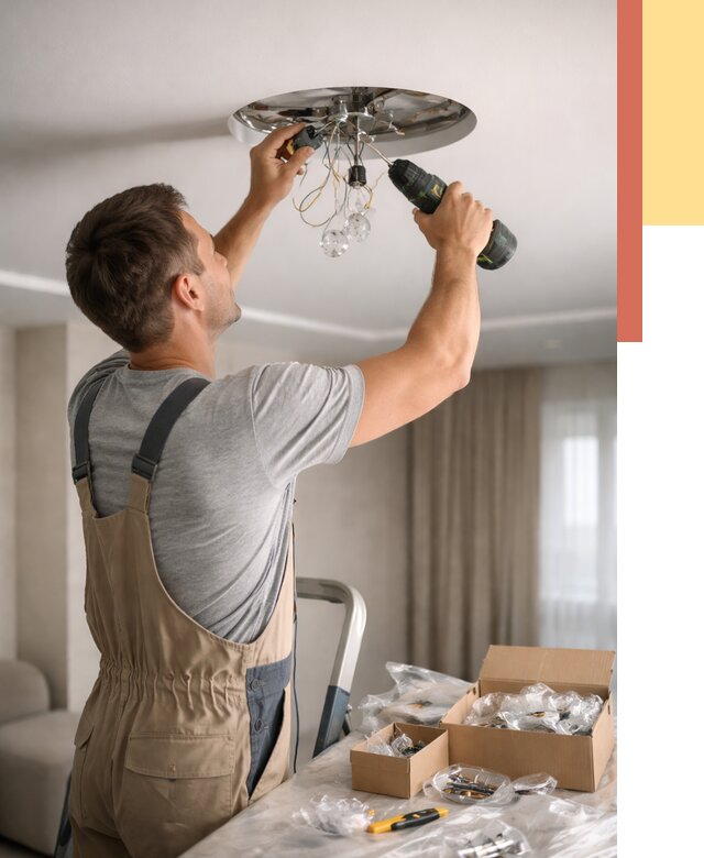 Установка люстры в натяжной потолок в Майкопе от 1213 руб. | Быстро и недорого — ОТДЕЛОЧНИК-Мкп